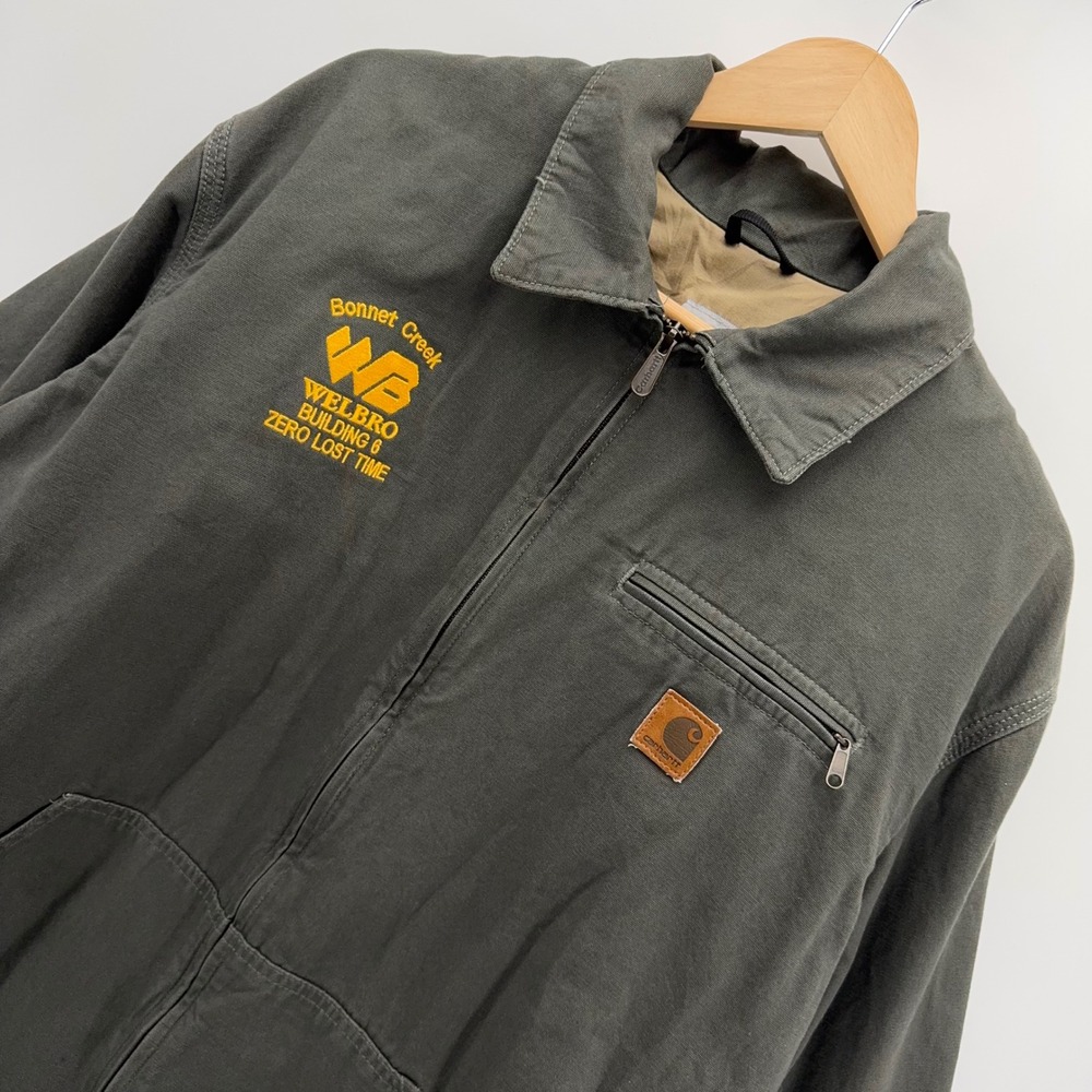 Carhartt J169 DMS Detroit Hamilton Jacket Mens Large Dark Moss Green Embroidered